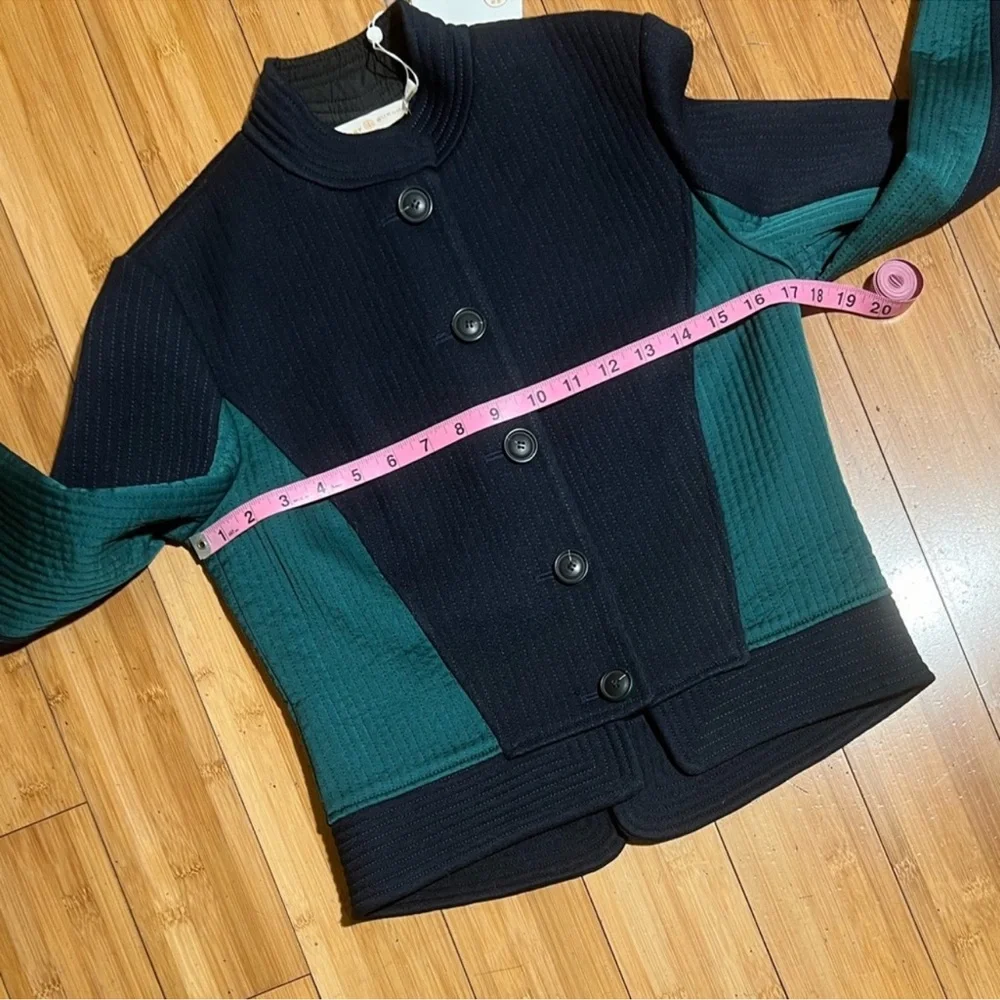 NWT Tory Burch Canter Riding Jacket Navy Blue & Green Size 2 - Picture 11 of 16